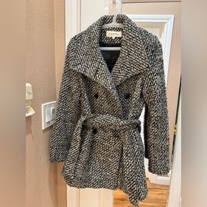 Calvin Klein Women's Black and White Pea Coat